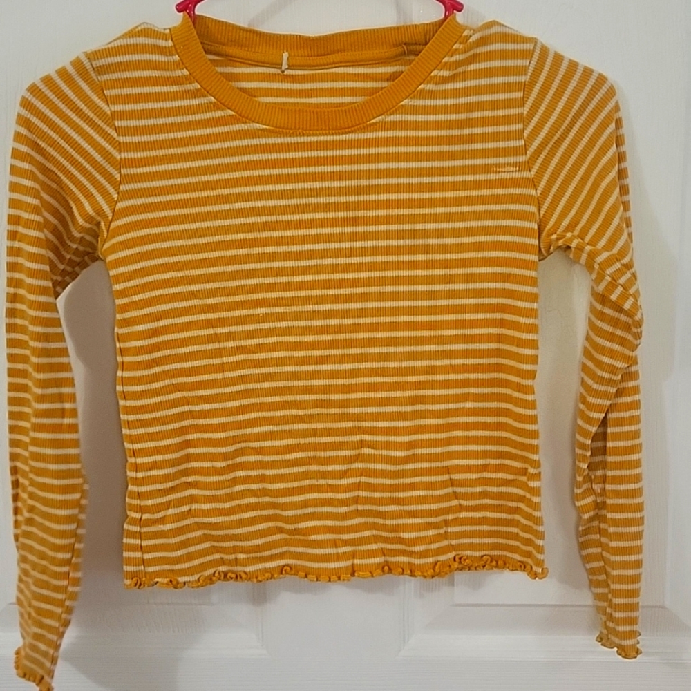 White and yellow  long sleeve shirt